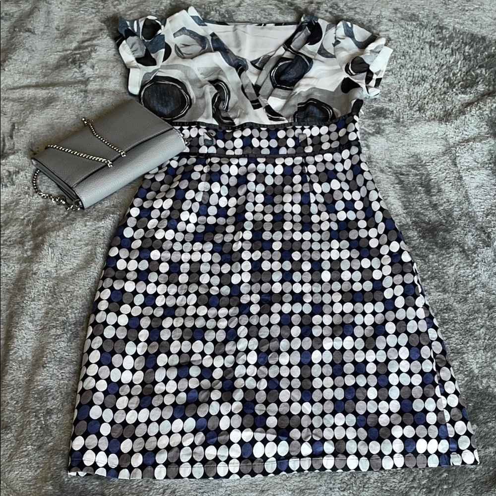 Black and White Ruffled Empire Waist Mini Dress